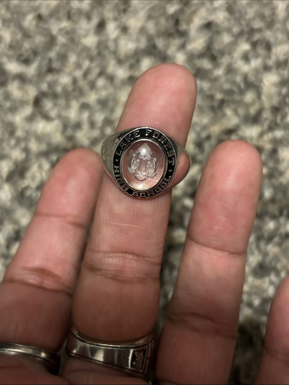 Jostens Lake Forest High School class ring Stamped 925 UNTESTED Tiger Men clear